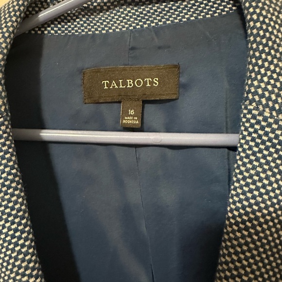 Talbots Blue Cotton-Blend Blazer with Flap Pockets - Picture 3 of 4